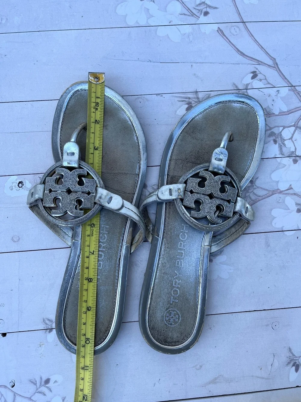 Tory Burch Silver Metallic Miller Thong Sandals